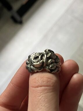 Vintage Floral Rose silver spoon Cluster Ring - Silver Tone Women’s Jewelry